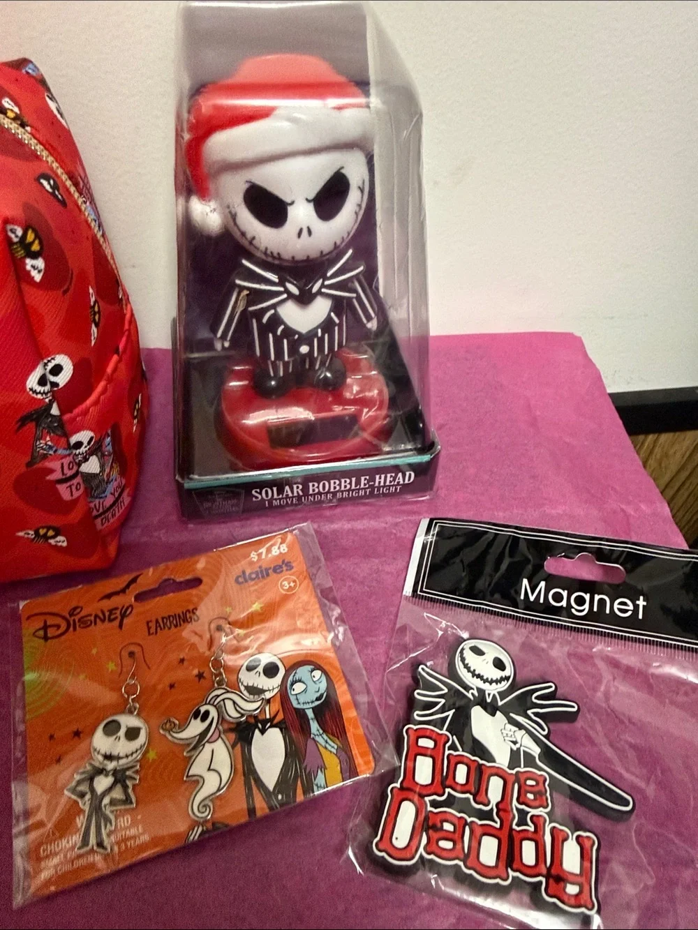 The Nightmare Before Christmas 'Love You To Death' Red Cosmetic Bag NWT